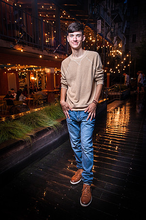Senior Pictures Guy, Night, Reflection, Rain, Downtown Milwaukee, Rufus King High School