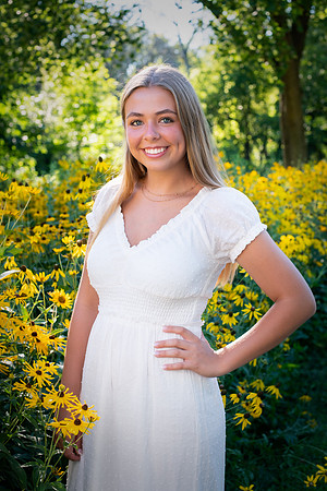 high school senior, yellow flowers, senior girl